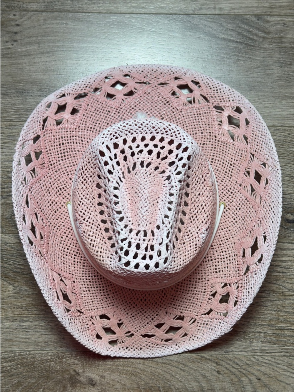 Women’s Pink Crochet Straw Sun Hat - Breathable Summer Fedora